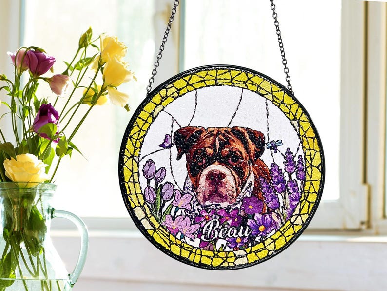 Custom Pet Portrait Stained Glass Suncatcher