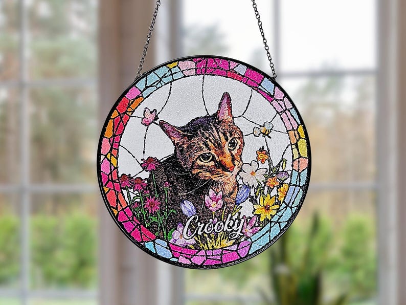 Custom Pet Portrait Stained Glass Suncatcher