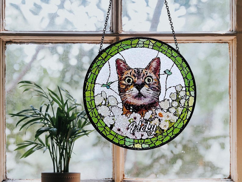 Custom Pet Portrait Stained Glass Suncatcher