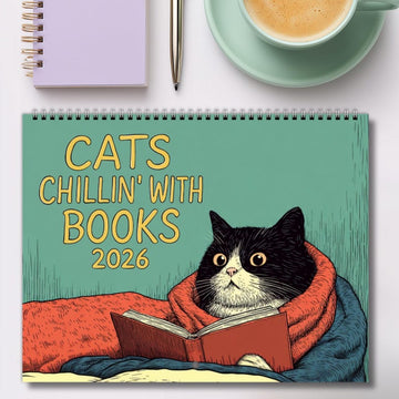 Cat Wall Calendar 2026 Cats Chillin' with Books