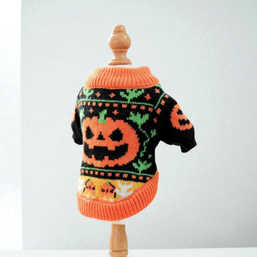 Halloween Knitted Pet Sweater – Cozy Dog & Cat Coat for Small Breeds
