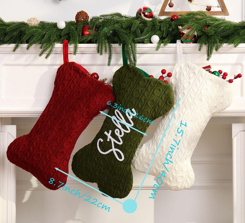 Personalized Bone Dog Christmas Stocking – Name Engraved Holiday Gift