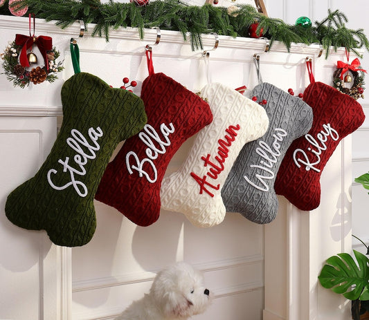 Personalized Bone Dog Christmas Stocking – Name Engraved Holiday Gift