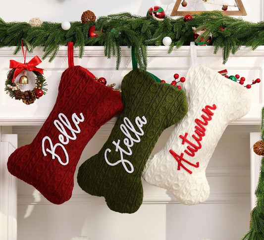 Personalized Bone Dog Christmas Stocking – Name Engraved Holiday Gift