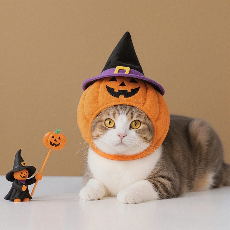 Halloween Pumpkin Pet Hat – Adjustable Costume for Cats & Dogs