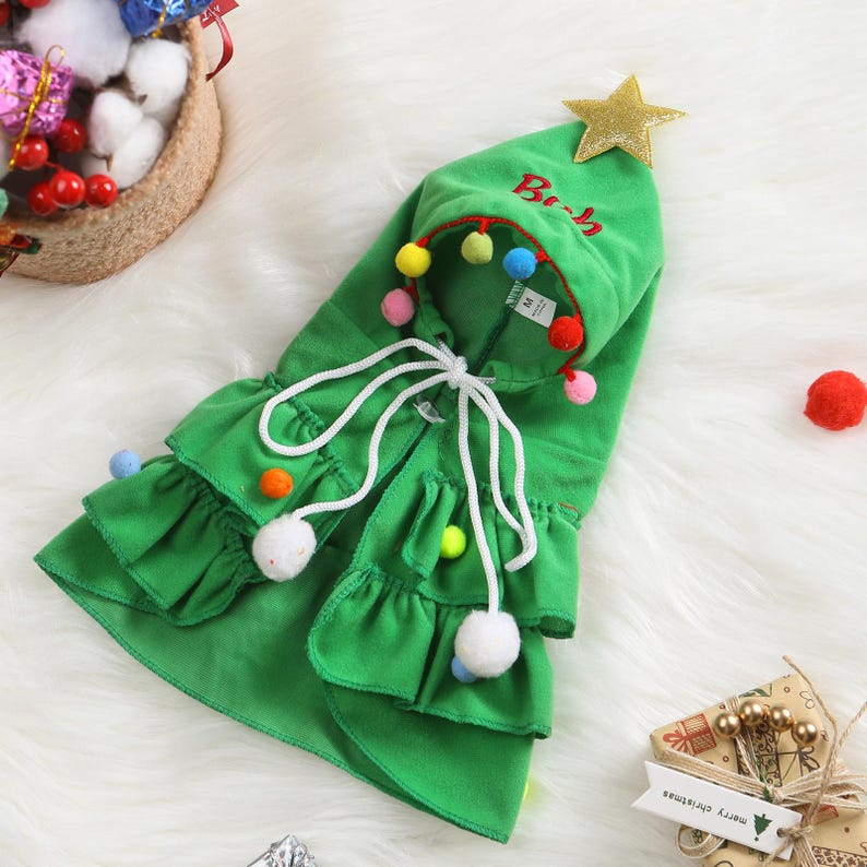 Personalized Christmas Cat Dog Name Cape Clothes