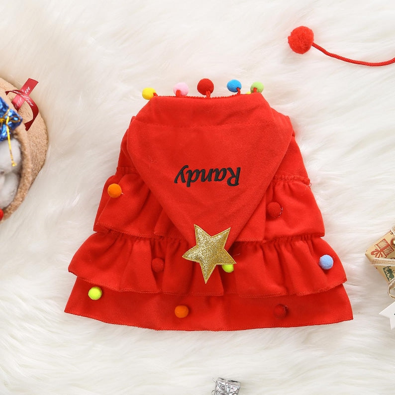 Personalized Christmas Cat Dog Name Cape Clothes