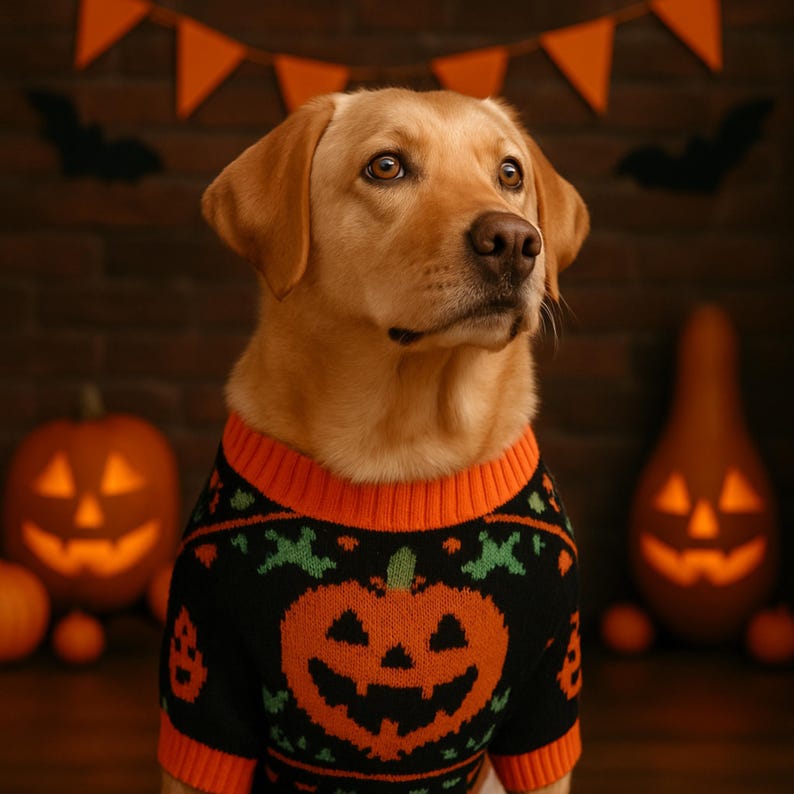 Halloween Knitted Pet Sweater – Cozy Dog & Cat Coat for Small Breeds