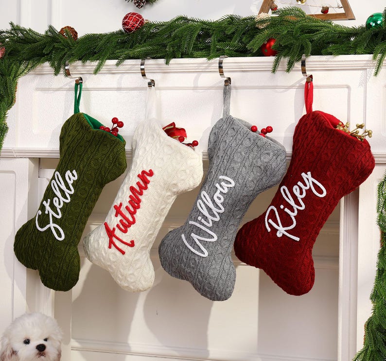 Personalized Bone Dog Christmas Stocking – Name Engraved Holiday Gift