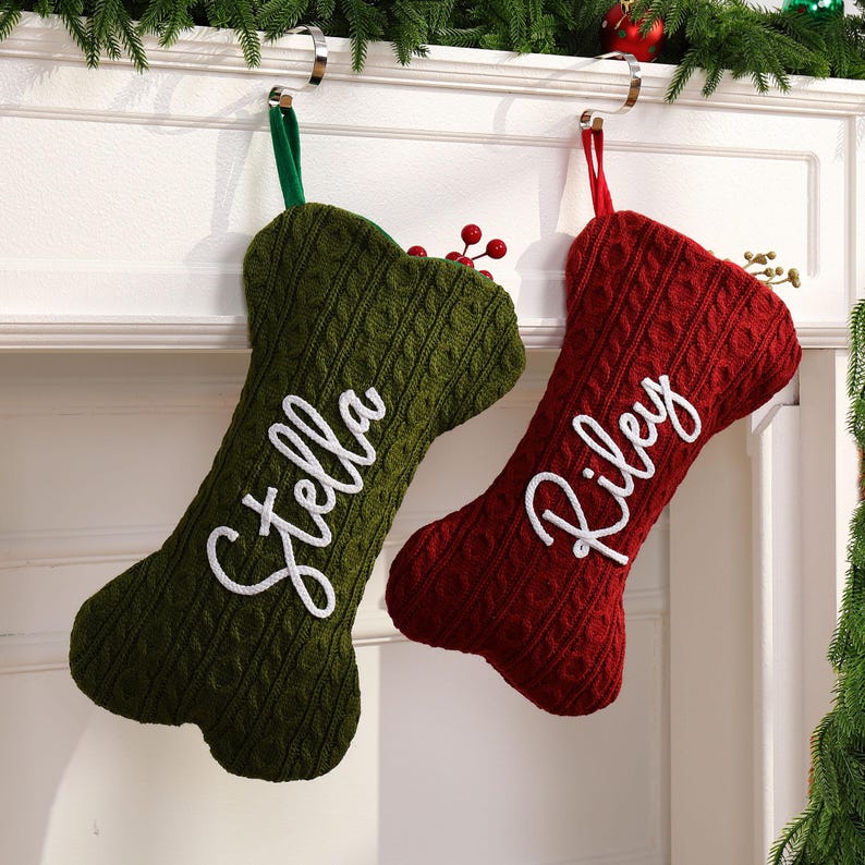 Personalized Bone Dog Christmas Stocking – Name Engraved Holiday Gift