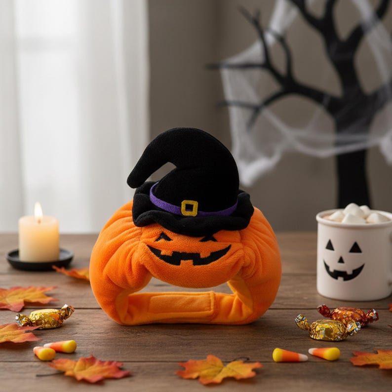Halloween Pumpkin Pet Hat – Adjustable Costume for Cats & Dogs