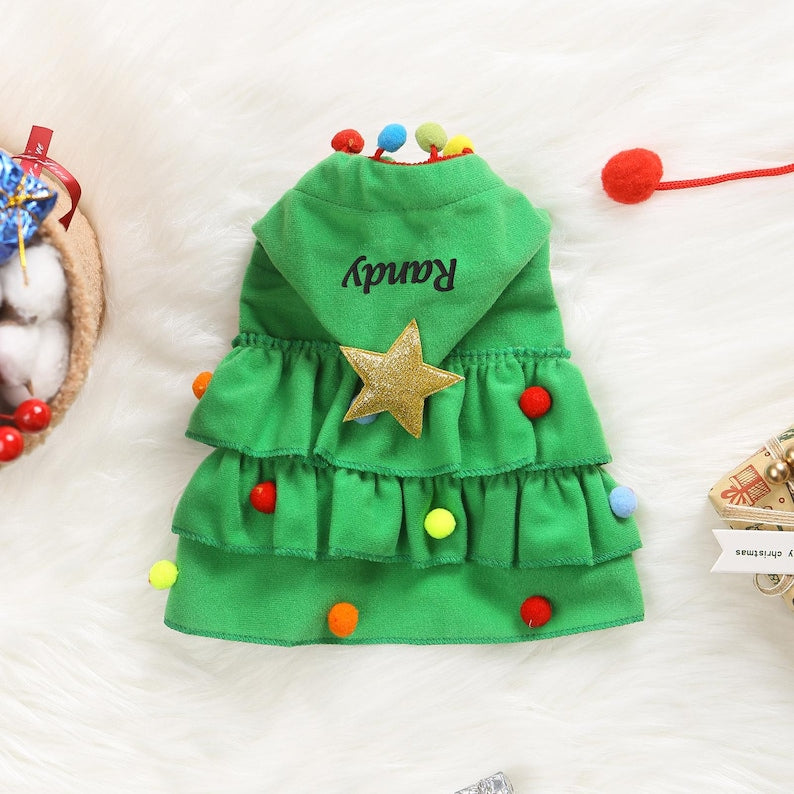 Personalized Christmas Cat Dog Name Cape Clothes