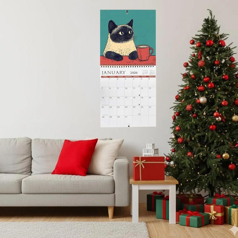 Cats Chillin Wall Calendar 2026, Coffee Cat Photos