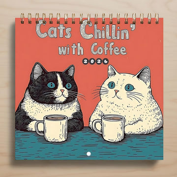 Cats Chillin Wall Calendar 2026, Coffee Cat Photos