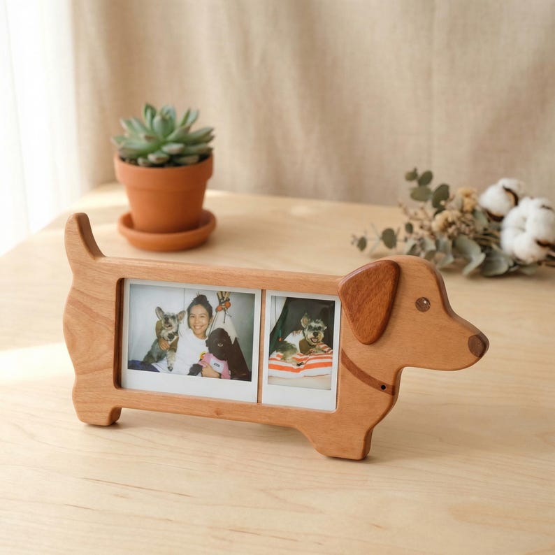 Wooden Dachshund Photo Frame 4 Slot Instax Mini Picture Holder
