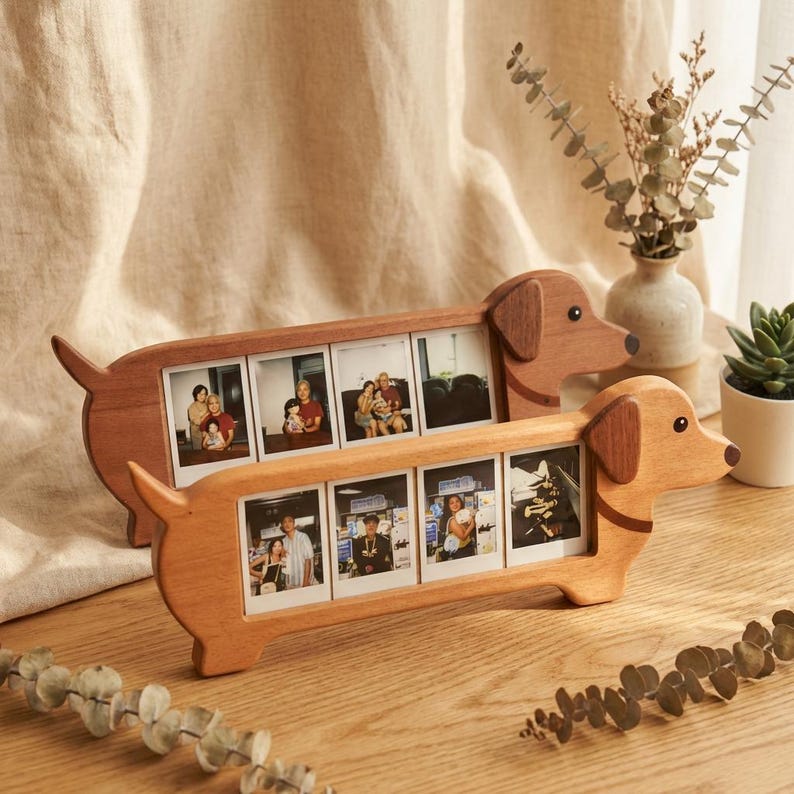 Wooden Dachshund Photo Frame 4 Slot Instax Mini Picture Holder