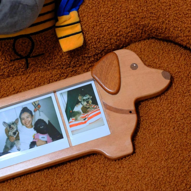 Wooden Dachshund Photo Frame 4 Slot Instax Mini Picture Holder