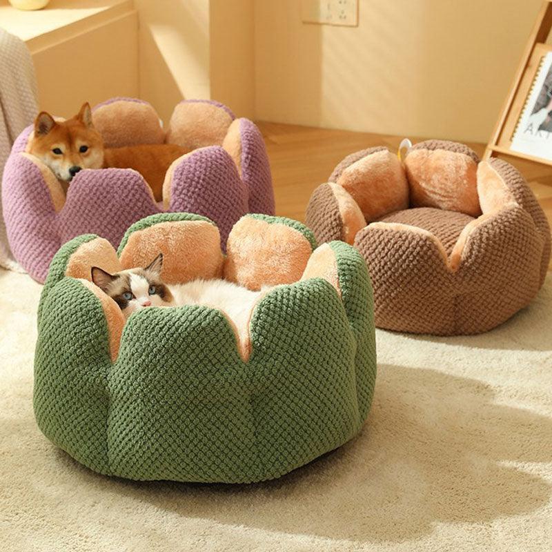 Kennel Flower Cat Bed Nest Washable 3 Color Cushion