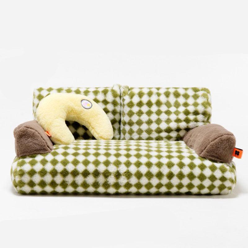New Large Retro Diamond Grid Cat Bed Couch Sofa