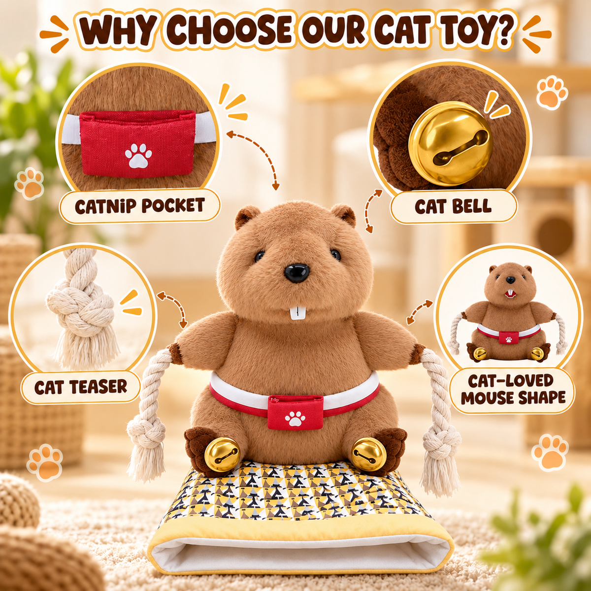 Cat Wrestling Glove Toy – Interactive Plush Hand Puppet for Cats