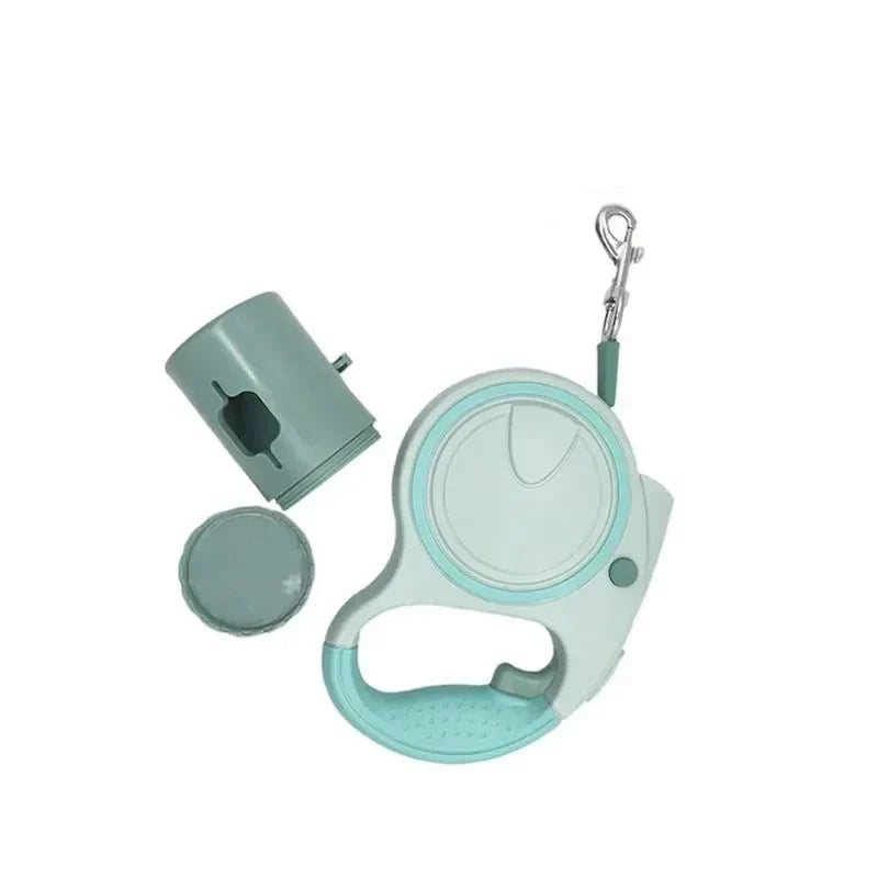 Multifunctional Retractable Dog Leash with LED Light & Poop Bag Dispenser