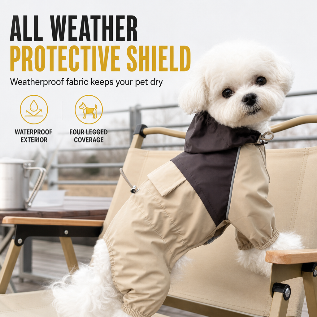 Water Resistant Four Legged Dog Raincoat